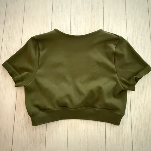 Olive Green Women's Crop Top - Picture 2 of 3